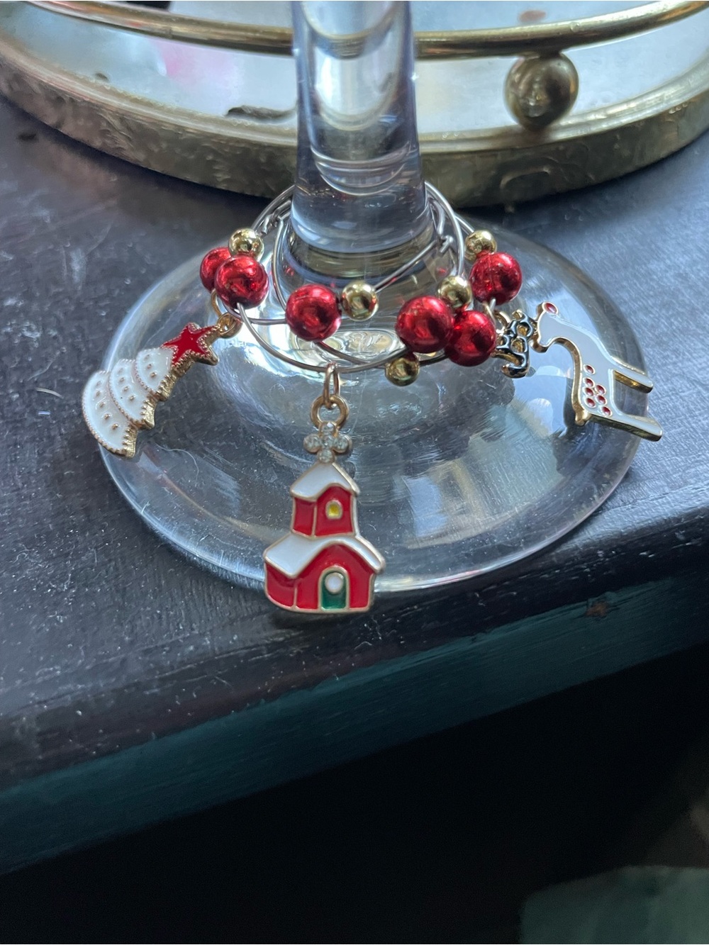 Holiday Wine Glass Charm Set - Red Festive Charms